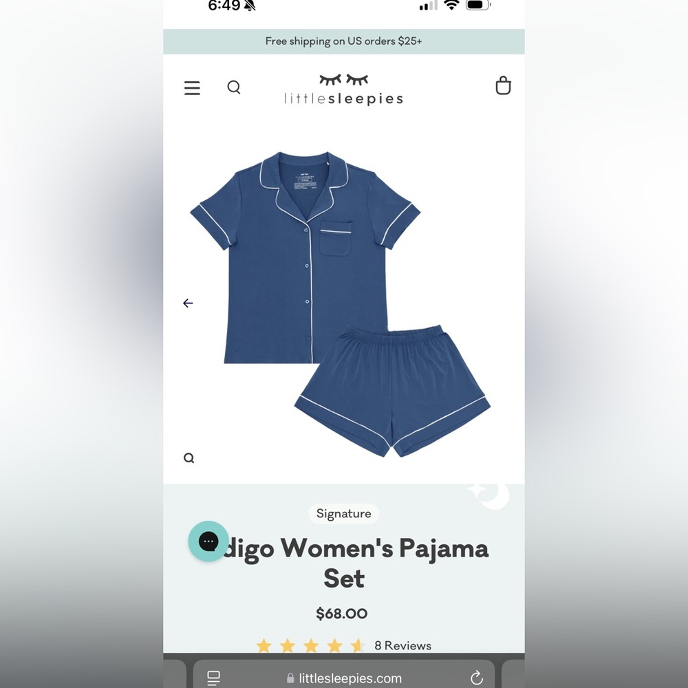 Little Sleepies Indigo Women’s Pajama Short Set size Small